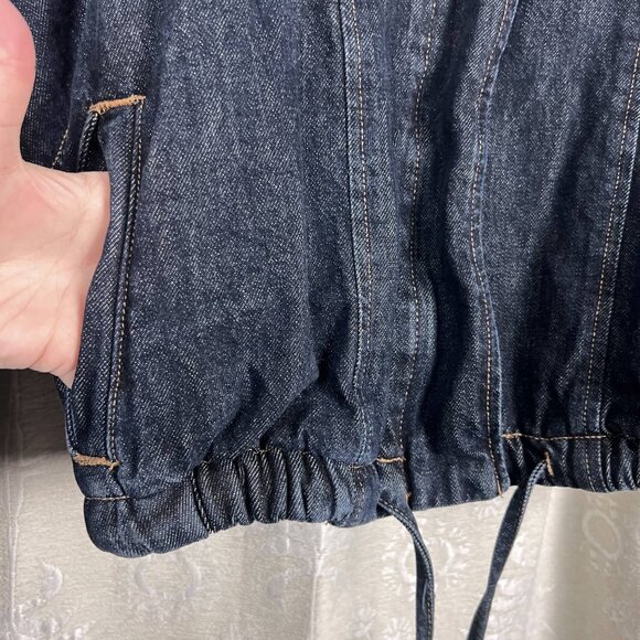 Zara TRF Batwing Sleeve Denim Jacket drawstring waist full zip blue oversized - Picture 5 of 9